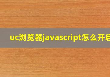 uc浏览器javascript怎么开启