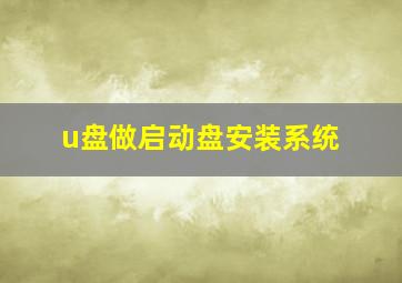 u盘做启动盘安装系统