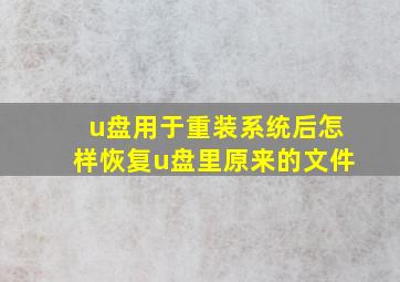 u盘用于重装系统后怎样恢复u盘里原来的文件