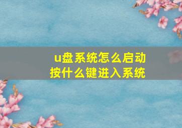 u盘系统怎么启动按什么键进入系统