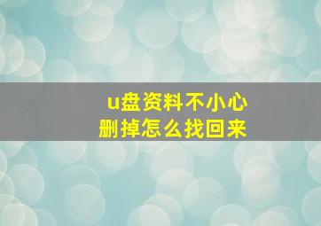 u盘资料不小心删掉怎么找回来