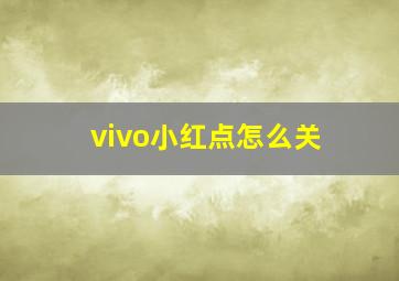 vivo小红点怎么关