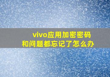 vivo应用加密密码和问题都忘记了怎么办