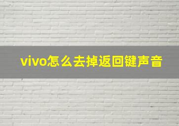 vivo怎么去掉返回键声音