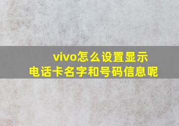 vivo怎么设置显示电话卡名字和号码信息呢