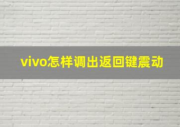 vivo怎样调出返回键震动