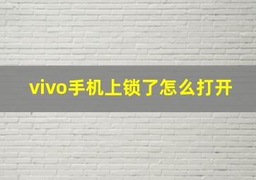 vivo手机上锁了怎么打开