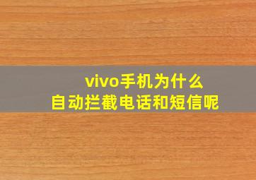 vivo手机为什么自动拦截电话和短信呢