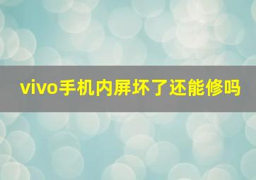 vivo手机内屏坏了还能修吗