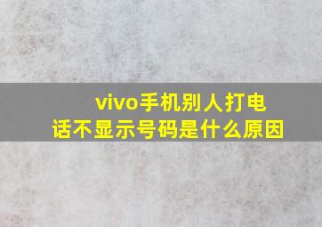 vivo手机别人打电话不显示号码是什么原因