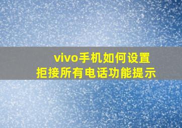 vivo手机如何设置拒接所有电话功能提示