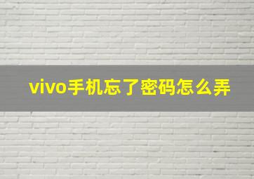 vivo手机忘了密码怎么弄