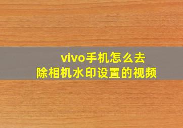 vivo手机怎么去除相机水印设置的视频