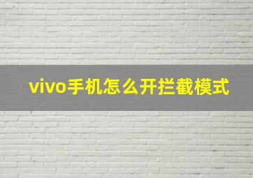 vivo手机怎么开拦截模式