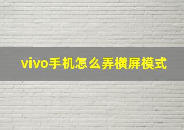 vivo手机怎么弄横屏模式