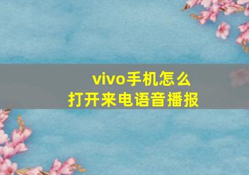 vivo手机怎么打开来电语音播报