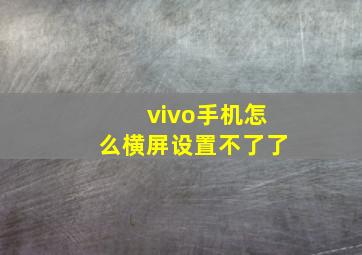 vivo手机怎么横屏设置不了了