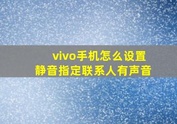 vivo手机怎么设置静音指定联系人有声音