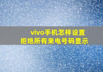 vivo手机怎样设置拒绝所有来电号码显示