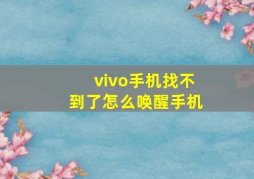 vivo手机找不到了怎么唤醒手机