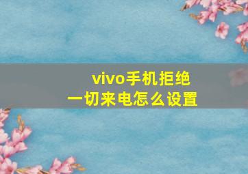 vivo手机拒绝一切来电怎么设置