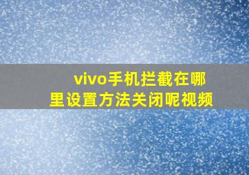 vivo手机拦截在哪里设置方法关闭呢视频