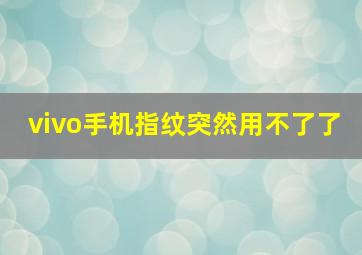 vivo手机指纹突然用不了了