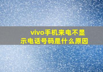 vivo手机来电不显示电话号码是什么原因