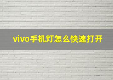 vivo手机灯怎么快速打开