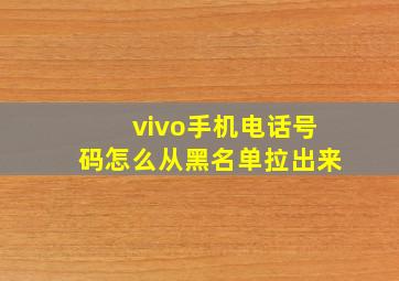 vivo手机电话号码怎么从黑名单拉出来