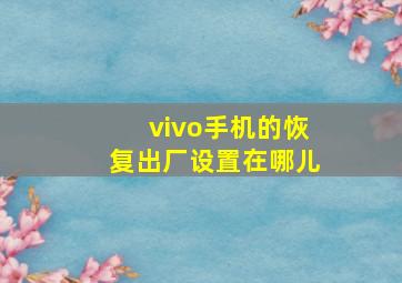 vivo手机的恢复出厂设置在哪儿