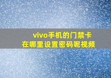 vivo手机的门禁卡在哪里设置密码呢视频