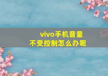 vivo手机音量不受控制怎么办呢