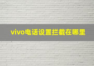 vivo电话设置拦截在哪里