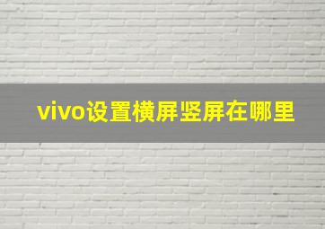 vivo设置横屏竖屏在哪里