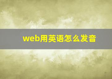 web用英语怎么发音