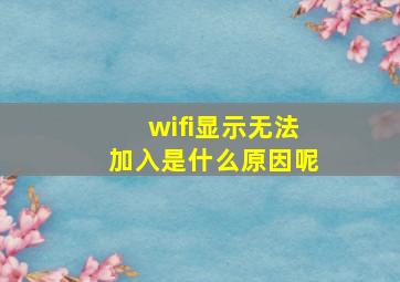 wifi显示无法加入是什么原因呢