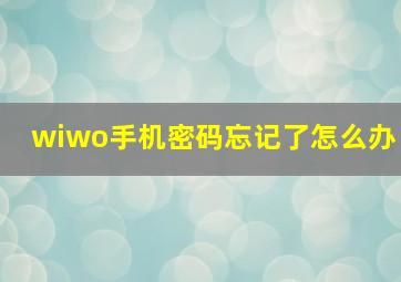 wiwo手机密码忘记了怎么办