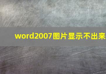 word2007图片显示不出来