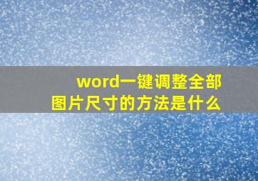 word一键调整全部图片尺寸的方法是什么