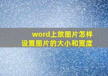 word上放图片怎样设置图片的大小和宽度