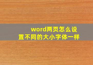 word两页怎么设置不同的大小字体一样