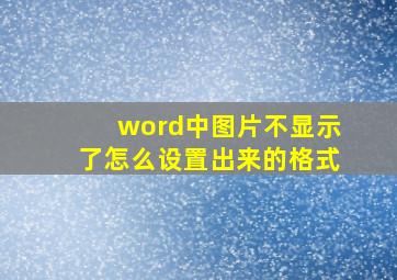 word中图片不显示了怎么设置出来的格式