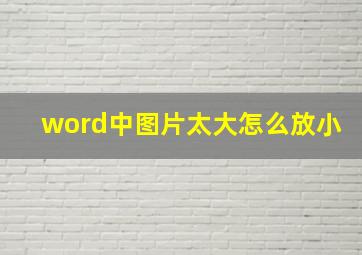 word中图片太大怎么放小