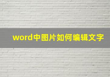 word中图片如何编辑文字