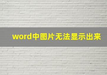 word中图片无法显示出来