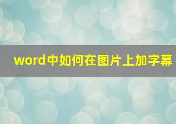 word中如何在图片上加字幕