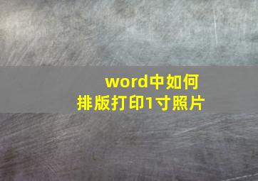 word中如何排版打印1寸照片