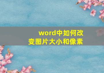 word中如何改变图片大小和像素