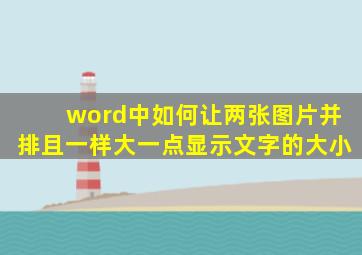 word中如何让两张图片并排且一样大一点显示文字的大小